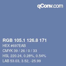 カラーコード: RGB 105.1 126.8 171 | qconv.com