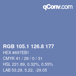 カラーコード: RGB 105.1 126.8 177 | qconv.com