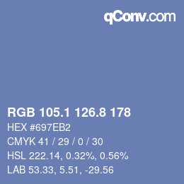 Color code: RGB 105.1 126.8 178 | qconv.com