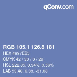 カラーコード: RGB 105.1 126.8 181 | qconv.com