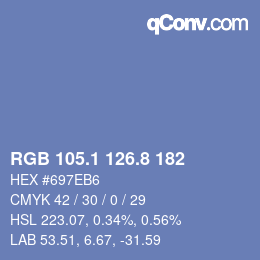 Farbcode: RGB 105.1 126.8 182 | qconv.com