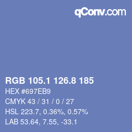 カラーコード: RGB 105.1 126.8 185 | qconv.com