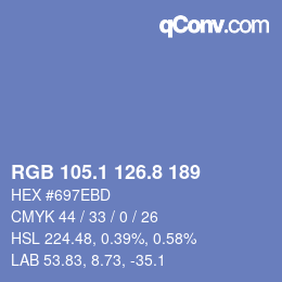 カラーコード: RGB 105.1 126.8 189 | qconv.com