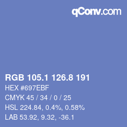 カラーコード: RGB 105.1 126.8 191 | qconv.com