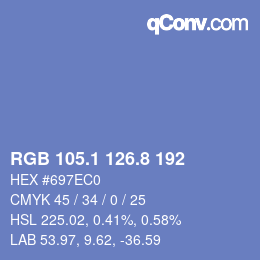 Color code: RGB 105.1 126.8 192 | qconv.com