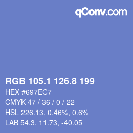 Color code: RGB 105.1 126.8 199 | qconv.com