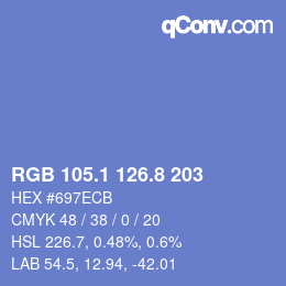 カラーコード: RGB 105.1 126.8 203 | qconv.com