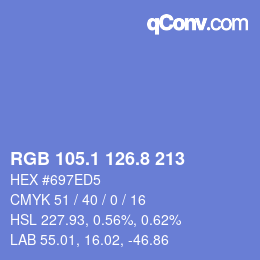 カラーコード: RGB 105.1 126.8 213 | qconv.com