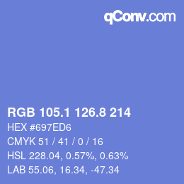 カラーコード: RGB 105.1 126.8 214 | qconv.com
