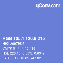 カラーコード: RGB 105.1 126.8 215 | qconv.com