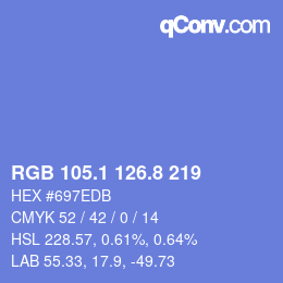 カラーコード: RGB 105.1 126.8 219 | qconv.com