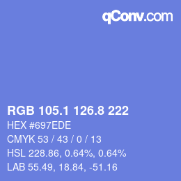 カラーコード: RGB 105.1 126.8 222 | qconv.com