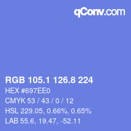 カラーコード: RGB 105.1 126.8 224 | qconv.com