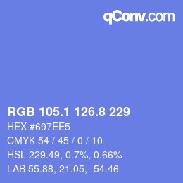 カラーコード: RGB 105.1 126.8 229 | qconv.com