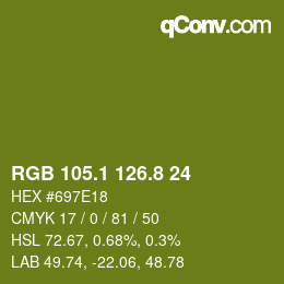 カラーコード: RGB 105.1 126.8 24 | qconv.com