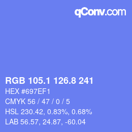 カラーコード: RGB 105.1 126.8 241 | qconv.com