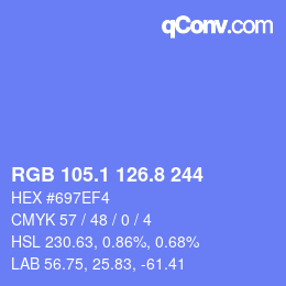 カラーコード: RGB 105.1 126.8 244 | qconv.com