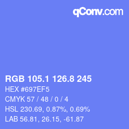 カラーコード: RGB 105.1 126.8 245 | qconv.com