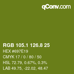 カラーコード: RGB 105.1 126.8 25 | qconv.com
