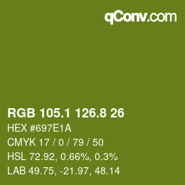 カラーコード: RGB 105.1 126.8 26 | qconv.com