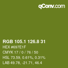 カラーコード: RGB 105.1 126.8 31 | qconv.com