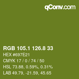 カラーコード: RGB 105.1 126.8 33 | qconv.com