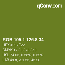 カラーコード: RGB 105.1 126.8 34 | qconv.com