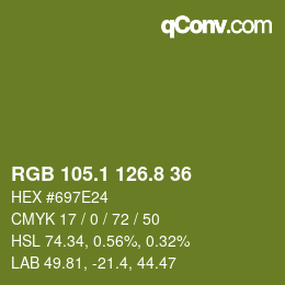 カラーコード: RGB 105.1 126.8 36 | qconv.com