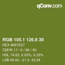 カラーコード: RGB 105.1 126.8 39 | qconv.com
