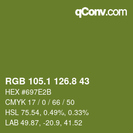 カラーコード: RGB 105.1 126.8 43 | qconv.com