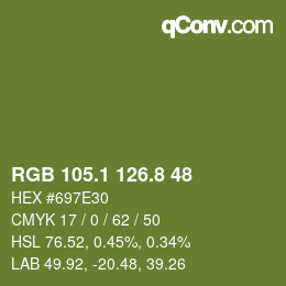 カラーコード: RGB 105.1 126.8 48 | qconv.com
