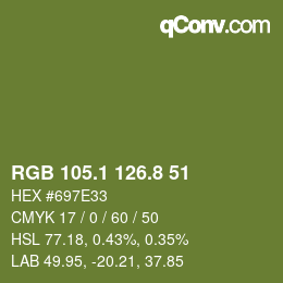 Farbcode: RGB 105.1 126.8 51 | qconv.com