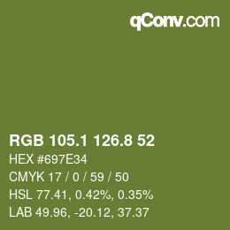 Color code: RGB 105.1 126.8 52 | qconv.com