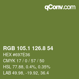 カラーコード: RGB 105.1 126.8 54 | qconv.com