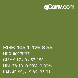 カラーコード: RGB 105.1 126.8 55 | qconv.com
