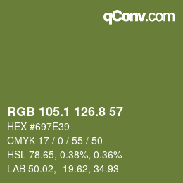 カラーコード: RGB 105.1 126.8 57 | qconv.com