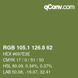 カラーコード: RGB 105.1 126.8 62 | qconv.com