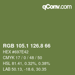 カラーコード: RGB 105.1 126.8 66 | qconv.com