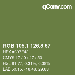 カラーコード: RGB 105.1 126.8 67 | qconv.com