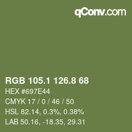 カラーコード: RGB 105.1 126.8 68 | qconv.com