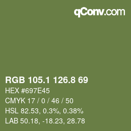 カラーコード: RGB 105.1 126.8 69 | qconv.com