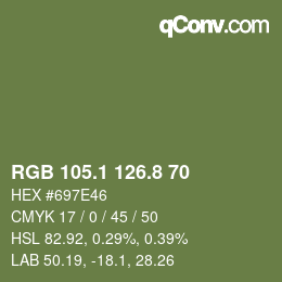 カラーコード: RGB 105.1 126.8 70 | qconv.com