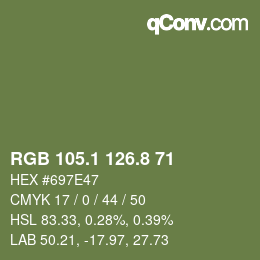 Color code: RGB 105.1 126.8 71 | qconv.com