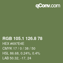 カラーコード: RGB 105.1 126.8 78 | qconv.com