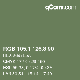Color code: RGB 105.1 126.8 90 | qconv.com