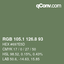 カラーコード: RGB 105.1 126.8 93 | qconv.com