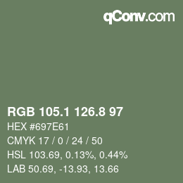 Color code: RGB 105.1 126.8 97 | qconv.com