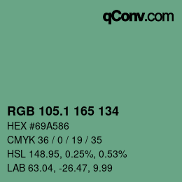 カラーコード: RGB 105.1 165 134 | qconv.com