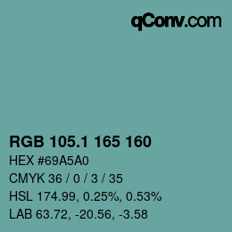 Color code: RGB 105.1 165 160 | qconv.com