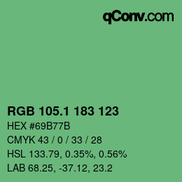 カラーコード: RGB 105.1 183 123 | qconv.com